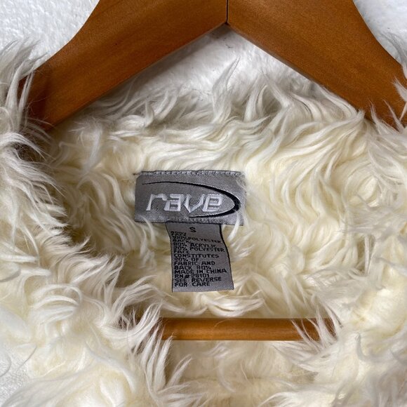 Rave Faux Suede Fur Lined 90's Y2K Festival Toggle Button Vest White Size S - Picture 4 of 14